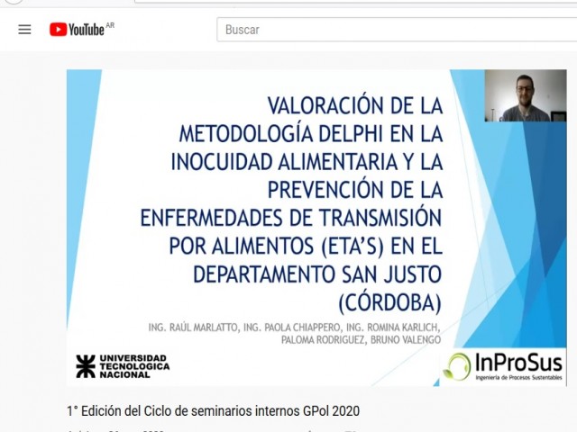 Raúl Marlatto, integrante de InProSus expone en los seminarios internos de Ing. Química
